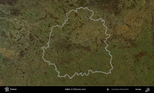Indre. Copernicus Sentinel 'in Şubat 2022' de çekilen uydu görüntüsünde Fransa 'nın idari bölgesinin ana hatları belirlendi.