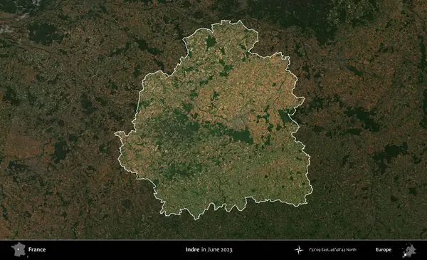 Indre. Fransa 'nın idari alanı, Haziran 2023' te çekilen Kopernik Nöbetçi karolarından oluşan koyu renkli bir uydu görüntüsüyle vurgulandı ve özetlendi.