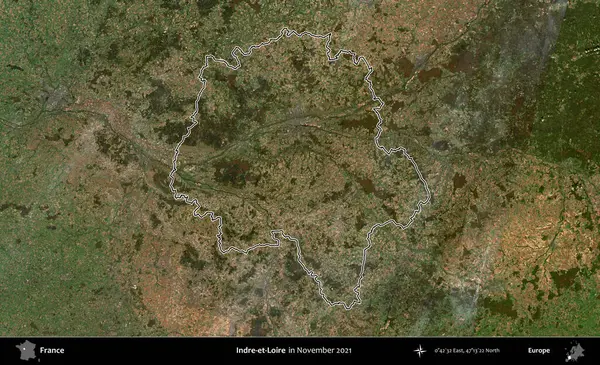 Indre-et-Loire. Copernicus Sentinel 'in Kasım 2021' de çekilen uydu görüntüsünde Fransa 'nın idari bölgesinin ana hatları belirlendi.