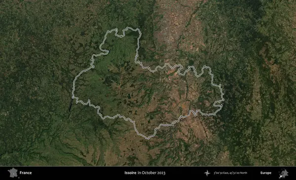 Issoire. Copernicus Sentinel 'in Ekim 2023' te çekilen uydu görüntüsünde Fransa 'nın idari bölgesinin ana hatları belirlendi.
