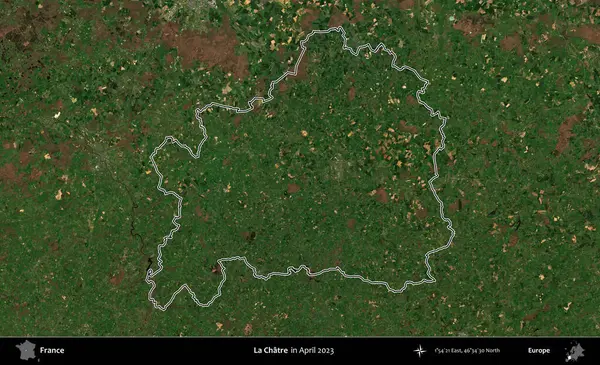 La Chatre 'de. Nisan 2023 'te çekilen Copernicus Sentinel karolarından oluşan bir uydu görüntüsünde Fransa' nın idari bölgesinin ana hatları belirlendi.