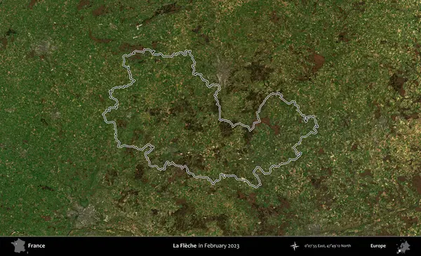 La Fleche. Copernicus Sentinel 'in Şubat 2023' te çekilen uydu görüntüsünde Fransa 'nın idari bölgesinin ana hatları belirlendi.