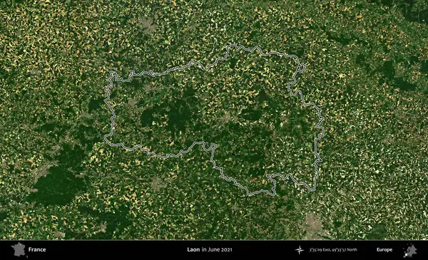 Laon. Copernicus Sentinel 'in Haziran 2021' de çekilen uydu görüntüsünde Fransa 'nın idari bölgesinin ana hatları belirlendi.