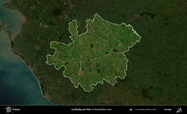 La Roche-sur-Yon. Fransa 'nın idari alanı, Kopernik Sentinel' in Kasım 2022 'de çekilmiş koyu renkli bir uydu görüntüsüyle vurgulandı ve özetlendi.