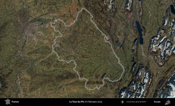 La Tour-du-Pin. Copernicus Sentinel 'in Şubat 2023' te çekilen uydu görüntüsünde Fransa 'nın idari bölgesinin ana hatları belirlendi.