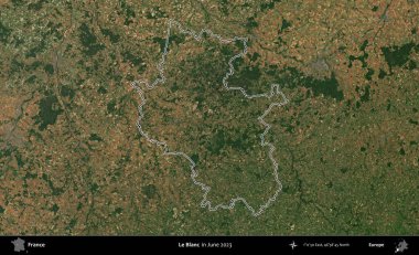 Le Blanc. Haziran 2023 'te çekilen Copernicus Sentinel karolarından oluşan bir uydu görüntüsünde Fransa' nın idari bölgesinin ana hatları belirlendi.