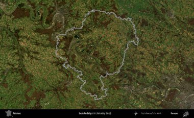 Les Andelys. Copernicus Sentinel 'in Ocak 2023' te çekilen uydu görüntüsünde Fransa 'nın idari bölgesinin ana hatları belirlendi.