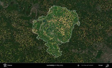 Les Andelys. Fransa 'nın idari alanı, Mayıs 2023' te çekilen Kopernik Nöbetçi karolarından oluşan koyu renkli bir uydu görüntüsüyle vurgulandı ve özetlendi.