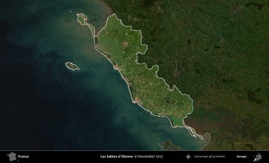 Les Sables-d'Olonne. Fransa 'nın idari alanı, Kopernik Sentinel' in Kasım 2022 'de çekilmiş koyu renkli bir uydu görüntüsüyle vurgulandı ve özetlendi.