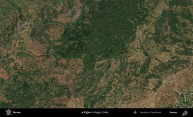 Le Vigan. Copernicus Sentinel 'in Ağustos 2024' te çekilmiş uydu görüntüsü üzerine Fransa 'nın idari bölgesi.