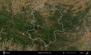 Limuzin. Copernicus Sentinel 'in Ekim 2023' te çekilen uydu görüntüsünde Fransa 'nın idari bölgesinin ana hatları belirlendi.