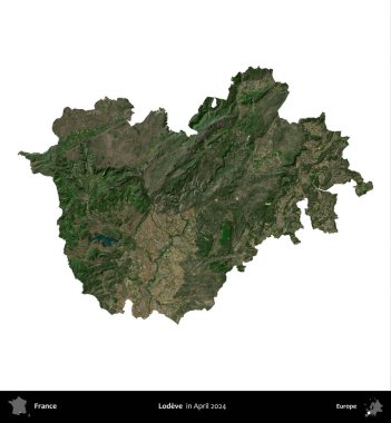 Sevgi. Fransa 'nın idari bölgesi, Nisan 2024' te çekilen Kopernik Nöbetçi karolarından oluşan bir uydu görüntüsü ile beyaza izole edildi.