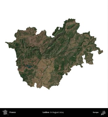 Sevgi. Fransa 'nın idari bölgesi, Ağustos 2024' te çekilen Kopernik Nöbetçi karolarından oluşan bir uydu görüntüsüyle beyaza izole edildi.