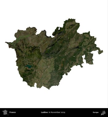 Sevgi. Fransa 'nın idari bölgesi, Kasım 2024' te çekilen Kopernik Nöbetçi karolarından oluşan uydu görüntüsüyle beyaza izole edildi.