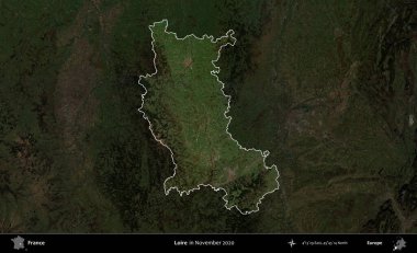 Loire. Fransa 'nın idari alanı, Kopernik Sentinel' in Kasım 2020 'de çekilmiş koyu renkli bir uydu görüntüsüyle vurgulandı ve özetlendi.