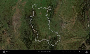 Loire. Copernicus Sentinel 'in Kasım 2020' de çekilen uydu görüntüsünde Fransa 'nın idari bölgesinin ana hatları belirlendi.