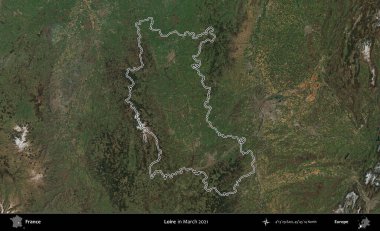 Loire. Mart 2021 'de çekilen Copernicus Sentinel karolarından oluşan bir uydu görüntüsünde Fransa' nın idari bölgesinin ana hatları belirlendi.