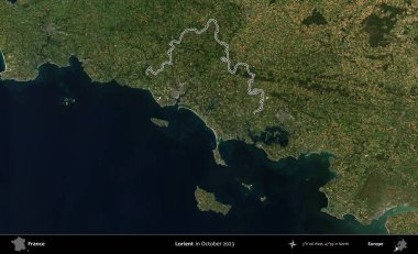 Lorient. Copernicus Sentinel 'in Ekim 2023' te çekilen uydu görüntüsünde Fransa 'nın idari bölgesinin ana hatları belirlendi.