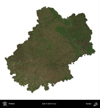 Çok şey. Fransa 'nın idari bölgesi, Nisan 2023' te çekilen Kopernik Nöbetçi karolarından oluşan bir uydu görüntüsüyle beyaza izole edildi.