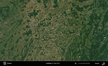 Louhan 'lar. Copernicus Sentinel 'in Haziran 2021' de çekilmiş uydu görüntüsü üzerine Fransa 'nın idari bölgesi.