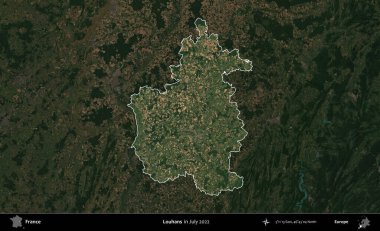 Louhan 'lar. Fransa 'nın idari alanı, Temmuz 2022' de çekilen Kopernik Nöbetçi karolarından oluşan koyu renkli bir uydu görüntüsüyle vurgulandı ve özetlendi.