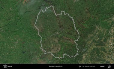 Lozere. Mayıs 2024 'te çekilen Copernicus Sentinel karolarından oluşan bir uydu görüntüsünde Fransa' nın idari bölgesinin ana hatlarını çizdim.