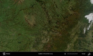 Lozere. Copernicus Sentinel 'in Kasım 2024' te çekilmiş uydu görüntüsü üzerine Fransa 'nın idari bölgesi.