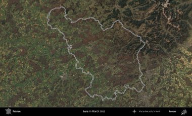 Yem. Mart 2022 'de çekilen Copernicus Sentinel karolarından oluşan bir uydu görüntüsünde Fransa' nın idari bölgesinin ana hatları belirlendi.