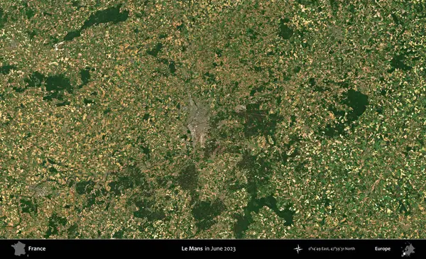 Le Mans 'da. Copernicus Sentinel 'in Haziran 2023' te çekilmiş uydu görüntüsü üzerine Fransa 'nın idari bölgesi.