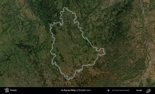 Le Puy-en-Velay. Ekim 2017 'de çekilen Kopernik Sentinel karolarından oluşan bir uydu görüntüsünde Fransa' nın idari bölgesinin ana hatları belirlendi.