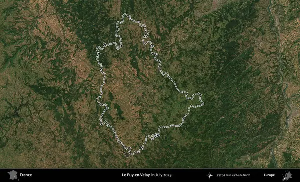 Le Puy-en-Velay. Copernicus Sentinel 'in Temmuz 2023' te çekilen uydu görüntüsünde Fransa 'nın idari bölgesinin ana hatları belirlendi.