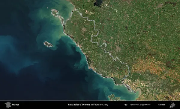Les Sables-d'Olonne. Copernicus Sentinel 'in Şubat 2019' da çekilen uydu görüntüsünde Fransa 'nın idari bölgesinin ana hatları belirlendi.