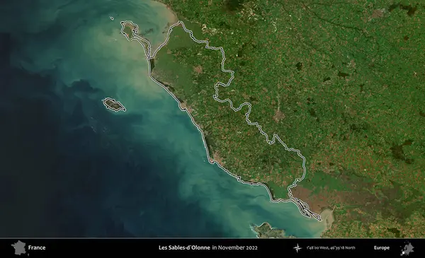 Les Sables-d'Olonne. Copernicus Sentinel 'in Kasım 2022' de çekilen uydu görüntüsünde Fransa 'nın idari bölgesinin ana hatları belirlendi.