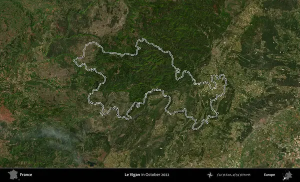 Le Vigan. Ekim 2022 'de çekilen Kopernik Sentinel karolarından oluşan bir uydu görüntüsünde Fransa' nın idari bölgesinin ana hatları belirlendi.