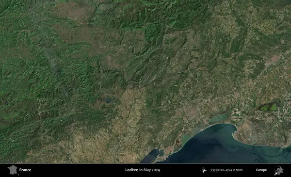 Sevgi. Mayıs 2024 'te Copernicus Sentinel karolarından oluşan bir uydu görüntüsü üzerine Fransa' nın idari bölgesi