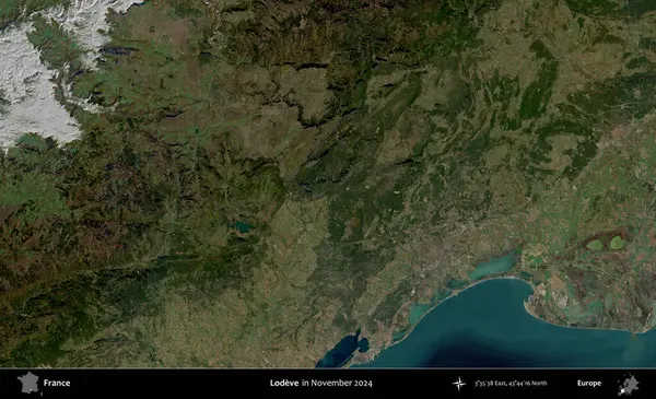 Sevgi. Copernicus Sentinel 'in Kasım 2024' te çekilmiş uydu görüntüsü üzerine Fransa 'nın idari bölgesi.