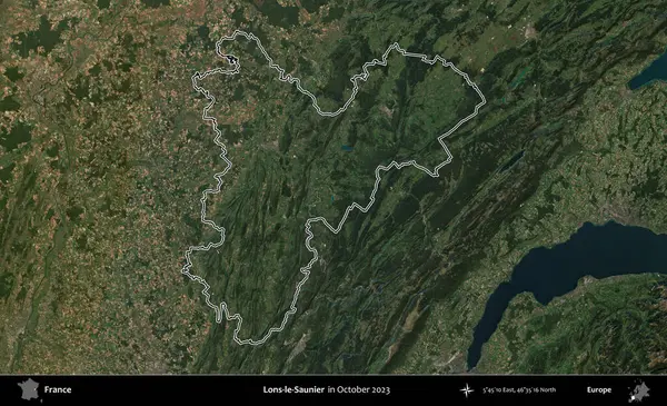 Lons-le-Saunier. Copernicus Sentinel 'in Ekim 2023' te çekilen uydu görüntüsünde Fransa 'nın idari bölgesinin ana hatları belirlendi.