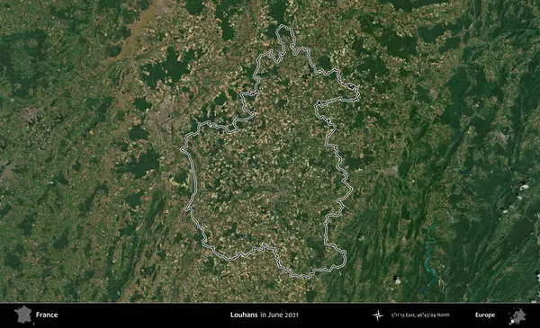 Louhan 'lar. Copernicus Sentinel 'in Haziran 2021' de çekilen uydu görüntüsünde Fransa 'nın idari bölgesinin ana hatları belirlendi.