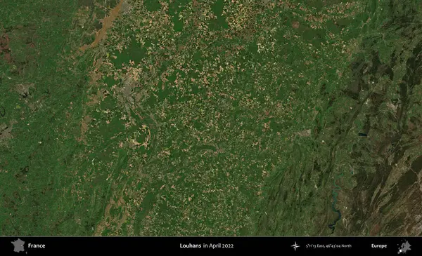 Louhan 'lar. Copernicus Sentinel 'in Nisan 2022' de çekilmiş uydu görüntüsü üzerine Fransa 'nın idari bölgesi.