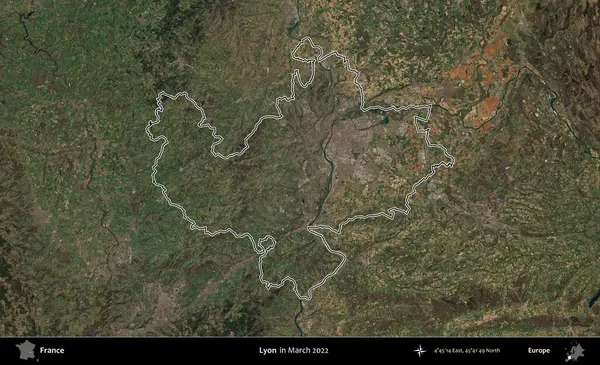 Lyon. Mart 2022 'de çekilen Copernicus Sentinel karolarından oluşan bir uydu görüntüsünde Fransa' nın idari bölgesinin ana hatları belirlendi.