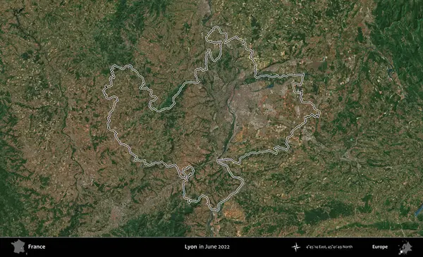 Lyon. Haziran 2022 'de çekilen Copernicus Sentinel karolarından oluşan bir uydu görüntüsünde Fransa' nın idari bölgesinin ana hatları belirlendi.
