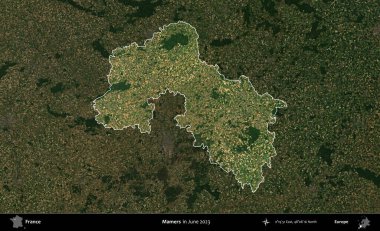 Mamers. Fransa 'nın idari alanı, Haziran 2023' te çekilen Kopernik Nöbetçi karolarından oluşan koyu renkli bir uydu görüntüsüyle vurgulandı ve özetlendi.