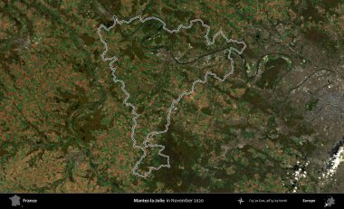 Mantes-la-Jolie. Copernicus Sentinel 'in Kasım 2020' de çekilen uydu görüntüsünde Fransa 'nın idari bölgesinin ana hatları belirlendi.
