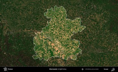 Marmande. Fransa 'nın idari alanı, Nisan 2024' te çekilen Kopernik Nöbetçi karolarından oluşan koyu renkli bir uydu görüntüsü üzerinde vurgulandı ve özetlendi.