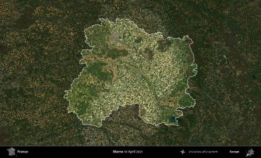 Marne. Fransa 'nın idari alanı, Nisan 2021' de çekilen Kopernik Sentinel karolarından oluşan koyu renkli bir uydu görüntüsü üzerinde vurgulandı ve özetlendi.