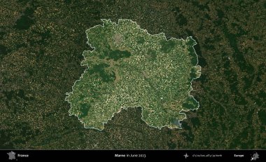 Marne. Fransa 'nın idari alanı, Haziran 2023' te çekilen Kopernik Nöbetçi karolarından oluşan koyu renkli bir uydu görüntüsüyle vurgulandı ve özetlendi.