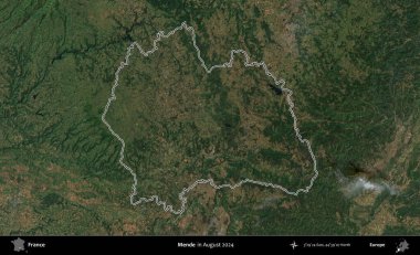 Mende. Copernicus Sentinel 'in Ağustos 2024' te çekilen uydu görüntüsünde Fransa 'nın idari bölgesinin ana hatları belirlendi.