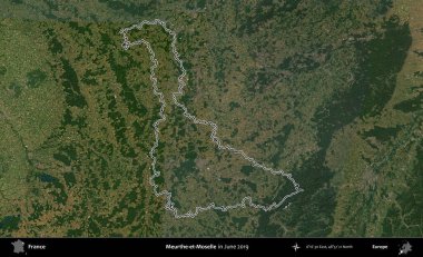 Meurthe-et-Moselle. Copernicus Sentinel 'in Haziran 2019' da çekilen uydu görüntüsünde Fransa 'nın idari bölgesinin ana hatları belirlendi.