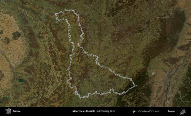 Meurthe-et-Moselle. Copernicus Sentinel 'in Şubat 2021' de çekilen uydu görüntüsünde Fransa 'nın idari bölgesinin ana hatları belirlendi.