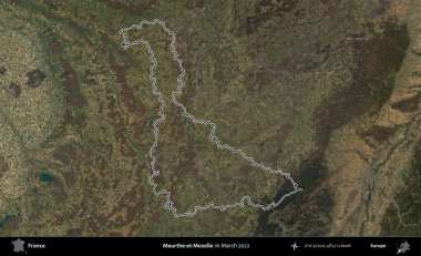Meurthe-et-Moselle. Mart 2022 'de çekilen Copernicus Sentinel karolarından oluşan bir uydu görüntüsünde Fransa' nın idari bölgesinin ana hatları belirlendi.